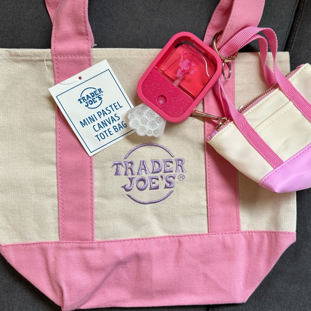 NEW Bundle - Trader Joe’s Spring Mini Tote Bag - Pink (Bundle with Mini Bag)